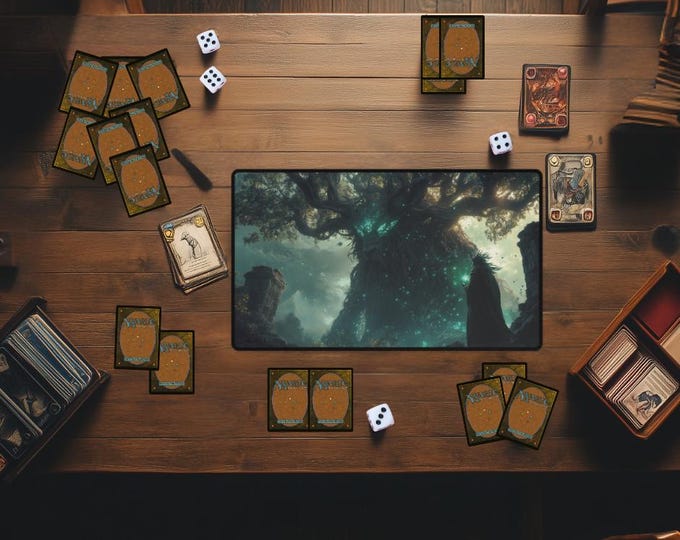 Green Mana Theme MTG Playmat | Custom Magic the Gathering Desk Mat | TCG Trading Card Game Mat
