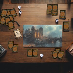 Castle Bridge MTG Playmat | Lands Magic The Gathering Desk Mat | TCG Card Game Mat for Tabletop Gaming
