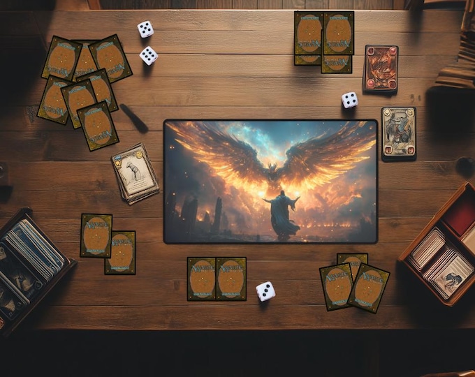 Adept Wizard MTG Playmat | White Magic The Gathering Desk Mat | TCG Card Game Mat for Tabletop Gaming