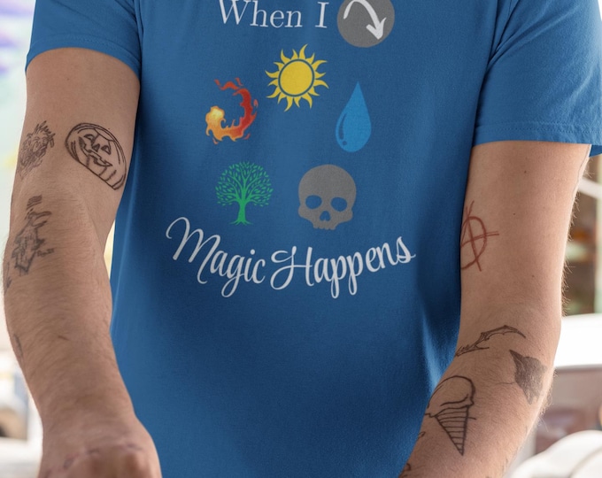When I Tap, Magic Happens | Five-Mana Symbol Tee | Funny Tabletop Game Shirt | Perfect for MTG, Dungeon Masters, and Tabletop Gamers