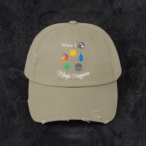 Distressed MTG Hat: Magic The Gathering Mana Symbols Cap
