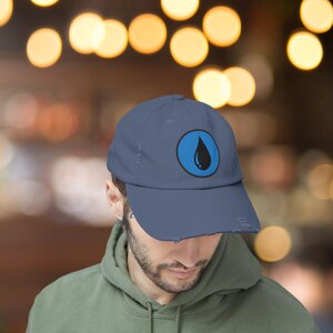 Blue Mana MTG Distressed Hat: Tabletop Game Cap