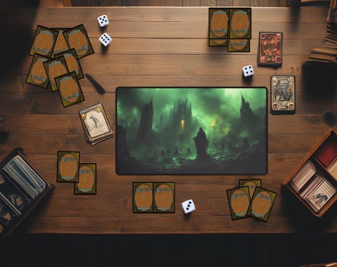 Death Magic Theme MTG Playmat | Custom Magic the Gathering Black Desk Mat | TCG Trading Card Game Mat