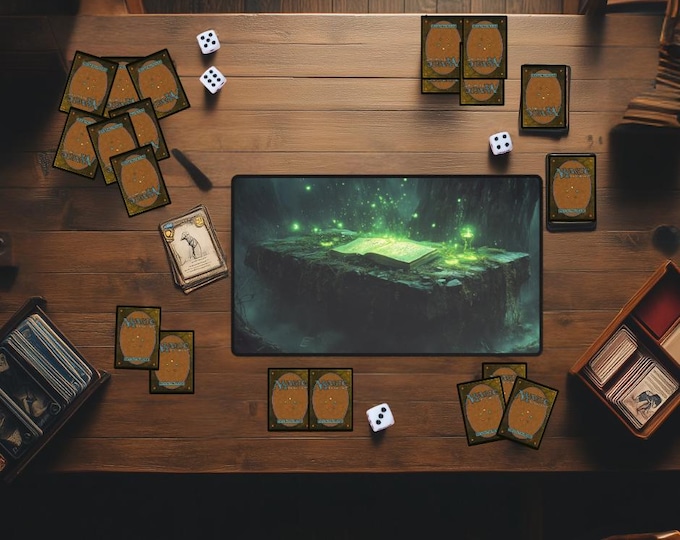 Green Mana Forest Altar Devotion Playmat | Fantasy Spellcaster Table | MTG & TCG Mat