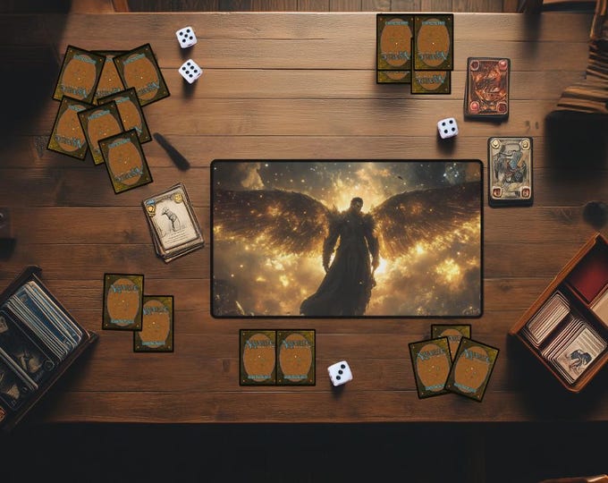 Fallen Angel MTG Playmat | Death White Mana | Magic The Gathering Desk Mat | TCG Card Game Mat for Tabletop Gaming