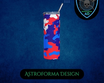 USA Patriot Red White Blue Camo 20oz Stainless Steel Tumbler
