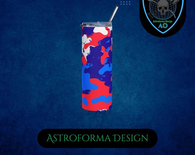 USA Patriot Red White Blue Camo 20oz Stainless Steel Tumbler