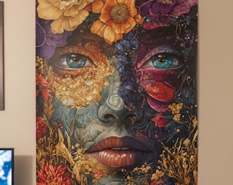 Modern Mother Nature Goddess Poster | Floral Fantasy Room Wall Art Print