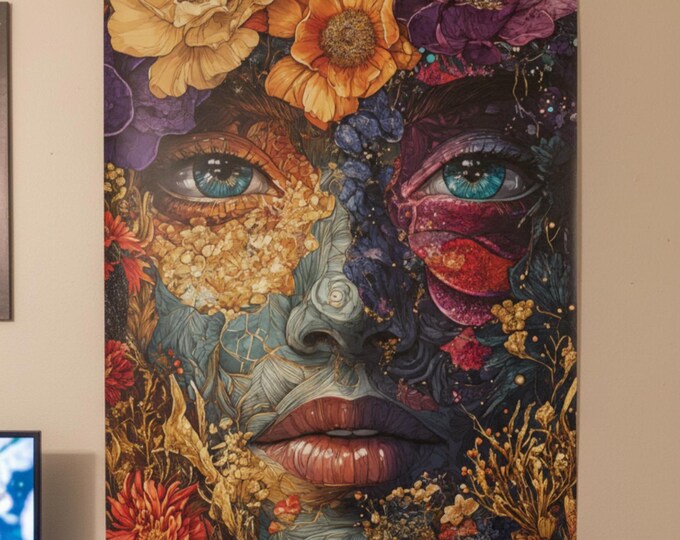 Modern Mother Nature Goddess Poster | Floral Fantasy Room Wall Art Print