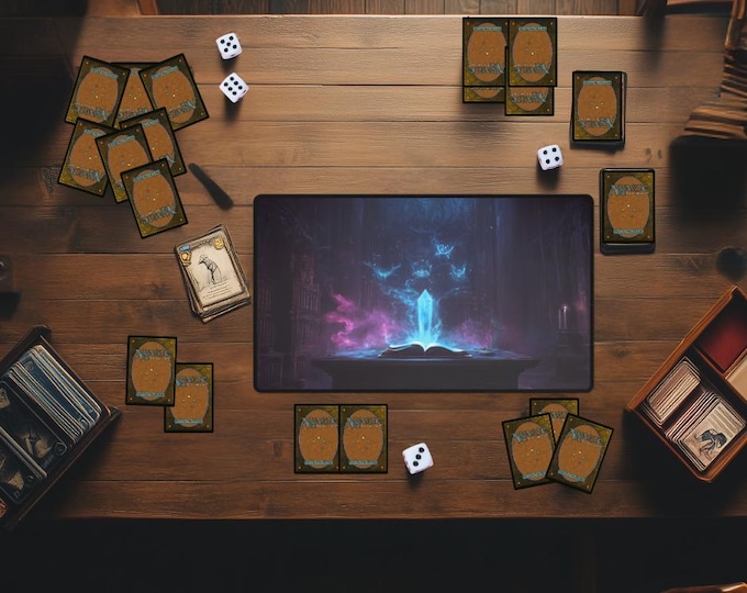Blue Mana Crystal Sorcery Devotion Playmat | Fantasy Spellcaster Table | MTG & TCG Mat