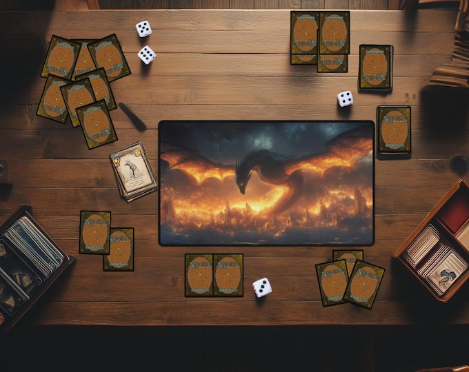 Runic Dragon MTG Playmat | Rune Power Magic the Gathering Desk Mat | TCG Trading Card Game Mat