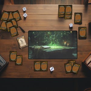 Green Mana Conjured Forest Devotion Playmat | Fantasy Spellcaster Table | MTG & TCG Mat