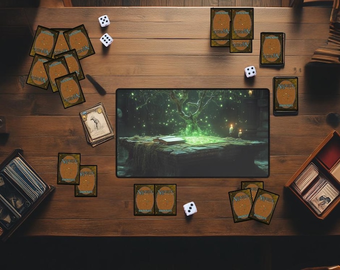 Green Mana Conjured Forest Devotion Playmat | Fantasy Spellcaster Table | MTG & TCG Mat