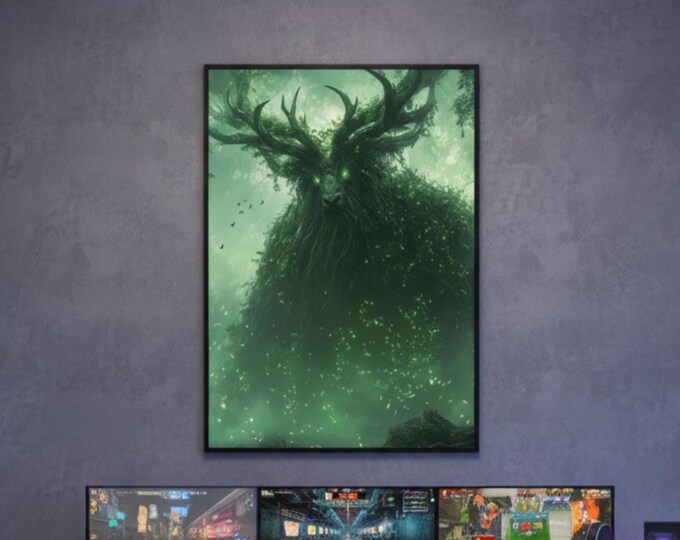 Ancient Forest Guardian Poster | Fantasy Magic Tree Spirit Wall Art