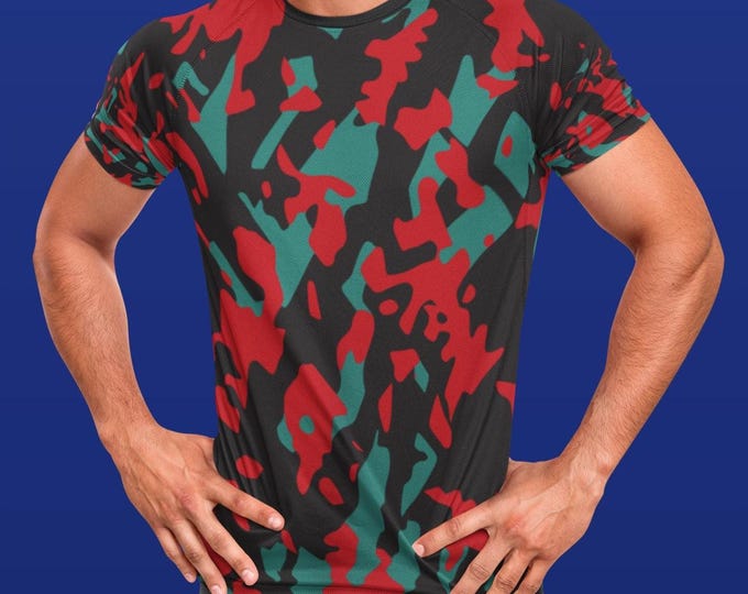 Red Teal Green Camo T-Shirt: Urban Assault Gamer Tee