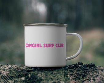 Cowgirl Surf Club Skijor Michigan Stainless Steel Enamel Coated Camping Mug