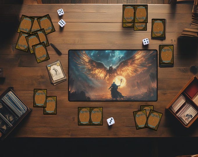 Bird Wizard MTG Playmat | White Magic The Gathering Desk Mat | TCG Card Game Mat for Tabletop Gaming