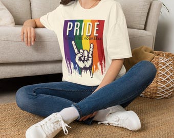 Pride Always Be Yourself Rock Hand LGBT Rainbow T-Shirt