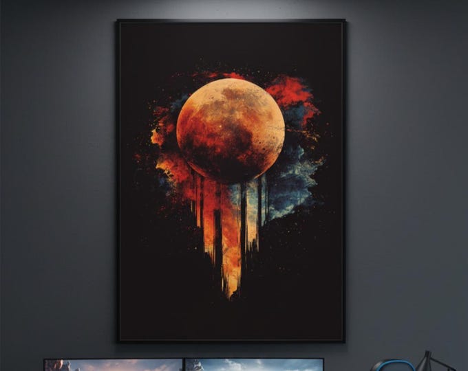 Cosmic Mars Red Planet Poster | Sci-Fi Gaming Room Wall Art Print