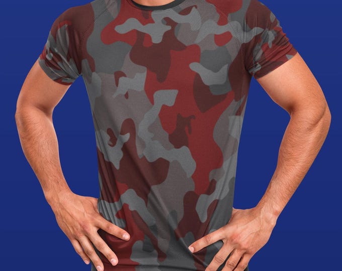 Red Gray Urban Camo T-Shirt - City Gamer Tee Short Sleeve