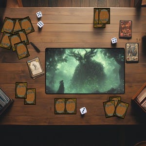 Forest God Green Mana Theme MTG Playmat | Custom Magic the Gathering Desk Mat | TCG Trading Card Game Mat
