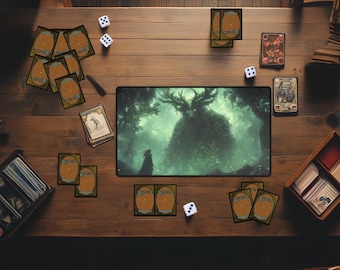 Forest God Green Mana Theme MTG Playmat | Custom Magic the Gathering Desk Mat | TCG Trading Card Game Mat