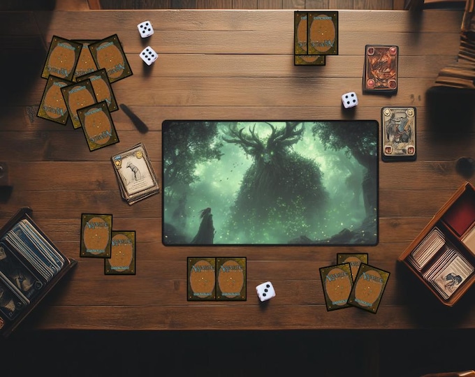 Forest God Green Mana Theme MTG Playmat | Custom Magic the Gathering Desk Mat | TCG Trading Card Game Mat