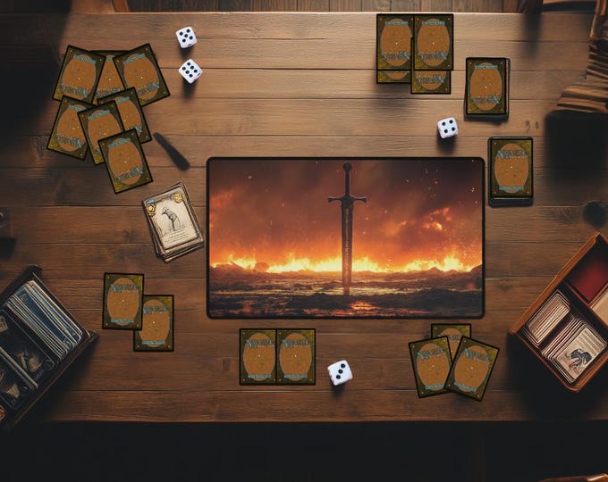 Magic The Gathering Elvish Rune Sword Playmat | Fantasy Spellcaster Table | MTG & TCG Mat
