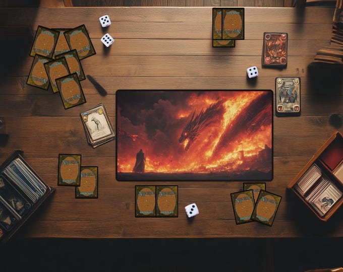 Conjured Dragon Red Mana Theme MTG Playmat | Custom Magic the Gathering Desk Mat | TCG Trading Card Game Mat