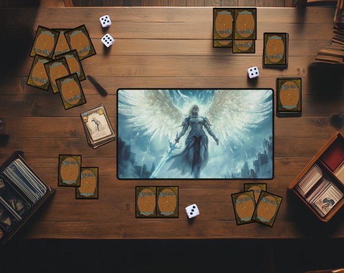 Righteous Valkyrie MTG Playmat | Valkyrie Magic the Gathering Desk Mat | TCG Trading Card Game Mat