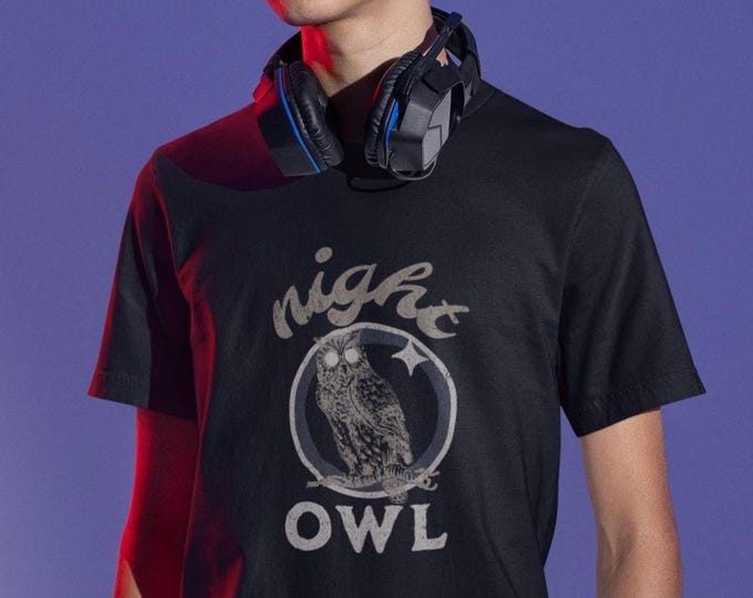Night Owl Tee - Vintage Gamer Late Night Grind Shirt