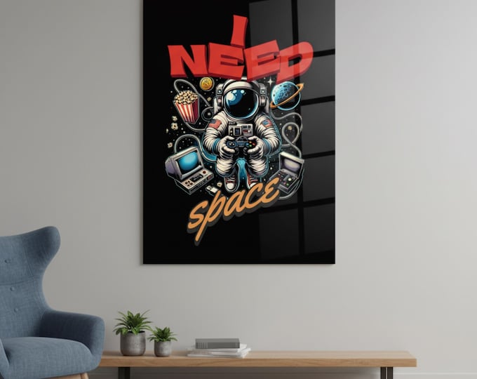 I Need Space Astronaut Gamer Poster | Retro Gaming | Space Wall Art