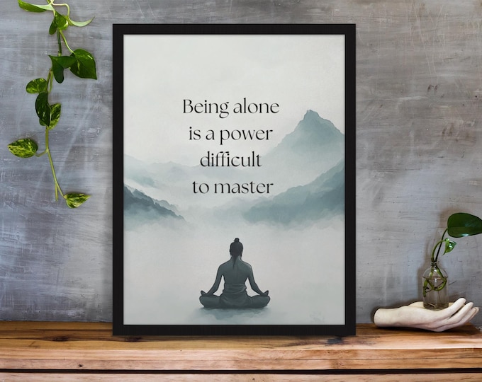 Minimalist Meditation Wall Art, Zen Printable Poster, Mindfulness Digital Download, Solitude Quote Print, Motivational Wall Decor