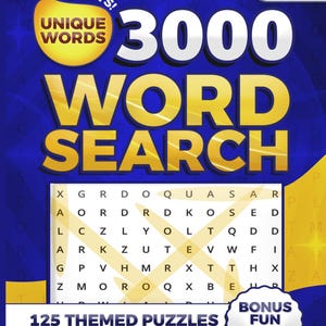 3000個のユニークなワードサーチパズル | 各パズルに楽しい豆知識 | 繰り返しなし | デジタルダウンロード