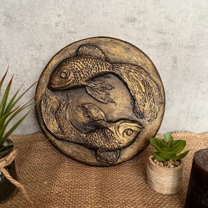 Pisces zodiac sign wall art, pisces 3D gold home decor, stylish wall hanging artwork, personal horoscope symbol, fish original gift