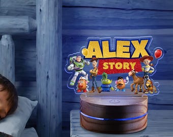 Personalized Toy Story Night Light, Birthday Gift for Kids Bedroom Decor