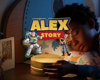 Personalized Toy Story Night Light, Custom Kids Bedroom Birthday Gift