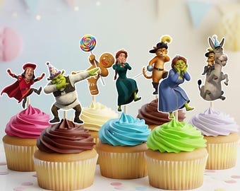 Printable Shrek Cupcake Toppers: Shrek Birthday Party Decorations, Instant Download