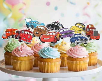 Disney Cars Cupcake Toppers: Lightning McQueen Birthday Party Decor (Digital Download)