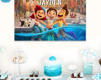 Luca Birthday Banner: Custom Backdrop, Luca & Friends (Digital Download)