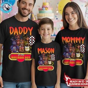Personalized Five Nights at Freddy’s Family Birthday Shirts, Custom Name Age Matching Tees