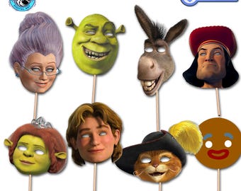 Accesorios para fotomatón de Shrek: Imprimibles para fiesta de cumpleaños (Descarga digital)