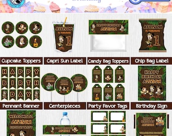 Minnie Mouse Safari Birthday Party Bundle: Custom Decor (Digital File)