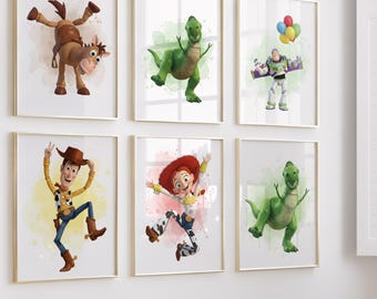 Set de 6 láminas de Toy Story: Buzz Lightyear imprimible para dormitorio infantil, descarga digital