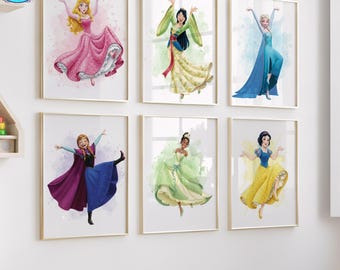 Disney Princess Wall Art: Set of 6 Printable Nursery Decor (Digital Download)