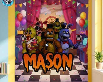 Personalized Five Nights at Freddy’s Kids Blanket, Custom Name Fleece Throw, Freddys Birthday Gift