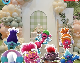 Trolls Birthday Party Cutouts: Movie Theme Decor (Digital Download)