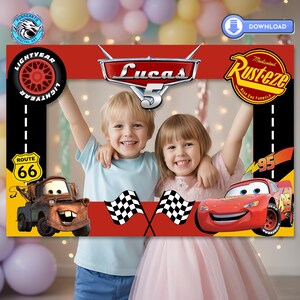 Cornice per foto Disney Cars, download digitale personalizzato per compleanno