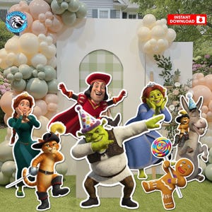 Shrek-festutklipp: Roliga seriefigurer, födelsedagsdekorationer (digital nedladdning)