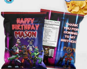 Sacchetto di patatine Five Nights at Freddys, bomboniera per festa di compleanno (download digitale)